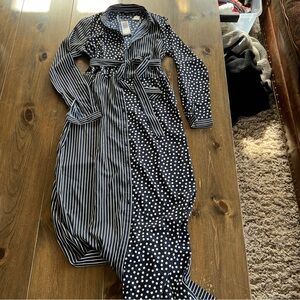 Vero Moda Blue and White Polka Dot and Stripe Maxi Dress